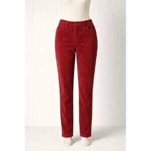 Talbots Corduroy Pants Women 10P Petite Burgundy Straight Leg Simply Flattering